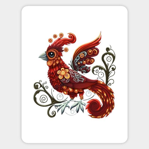 Whimsical Red Bird Sticker by KeeganCreations